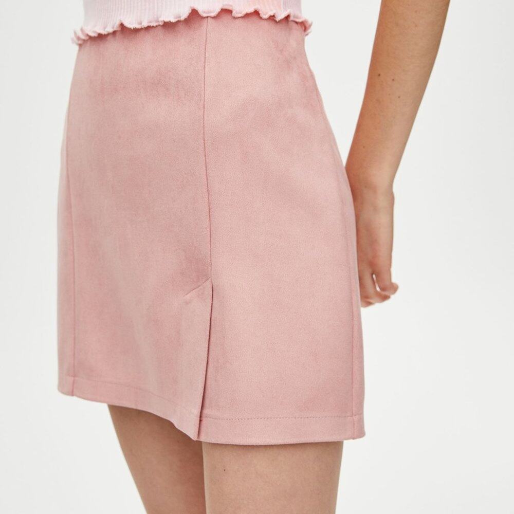 Pull&Bear Pink Faux Suede Mini Skirt